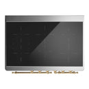 ILVE Majestic III 40-Inch Induction Range with 6 Induction Elements and Solid Door Electric Oven in Burgundy with Brass Trim (UMDIB40QNR3BUG)