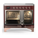 ILVE Majestic III 40-Inch Induction Range with 6 Induction Elements and Solid Door Electric Oven in Burgundy with Copper Trim (UMDIB40QNR3BUP)
