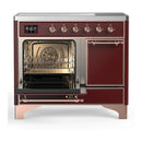 ILVE Majestic III 40-Inch Induction Range with 6 Induction Elements and Solid Door Electric Oven in Burgundy with Copper Trim (UMDIB40QNR3BUP)
