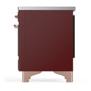 ILVE Majestic III 40-Inch Induction Range with 6 Induction Elements and Solid Door Electric Oven in Burgundy with Copper Trim (UMDIB40QNR3BUP)