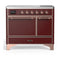 ILVE Majestic III 40-Inch Induction Range with 6 Induction Elements and Solid Door Electric Oven in Burgundy with Copper Trim (UMDIB40QNR3BUP)