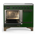 ILVE Majestic III 40-Inch Induction Range with 6 Induction Elements and Solid Door Electric Oven in Emerald Green with Burnished Trim (UMDIB40QNR3EGB)