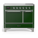 ILVE Majestic III 40-Inch Induction Range with 6 Induction Elements and Solid Door Electric Oven in Emerald Green with Chrome Trim (UMDIB40QNR3EGC)