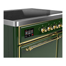 ILVE Majestic III 40-Inch Induction Range with 6 Induction Elements and Solid Door Electric Oven in Emerald Green with Brass Trim (UMDIB40QNR3EGG)