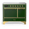 ILVE Majestic III 40-Inch Induction Range with 6 Induction Elements and Solid Door Electric Oven in Emerald Green with Brass Trim (UMDIB40QNR3EGG)