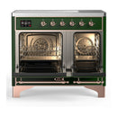 ILVE Majestic III 40-Inch Induction Range with 6 Induction Elements and Solid Door Electric Oven in Emerald Green with Copper Trim (UMDIB40QNR3EGP)