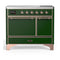 ILVE Majestic III 40-Inch Induction Range with 6 Induction Elements and Solid Door Electric Oven in Emerald Green with Copper Trim (UMDIB40QNR3EGP)