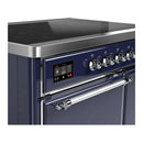 ILVE Majestic III 40-Inch Induction Range with 6 Induction Elements and Solid Door Electric Oven in Mightnight Blue with Chrome Trim (UMDIB40QNR3MBC)