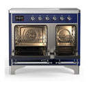 ILVE Majestic III 40-Inch Induction Range with 6 Induction Elements and Solid Door Electric Oven in Mightnight Blue with Chrome Trim (UMDIB40QNR3MBC)