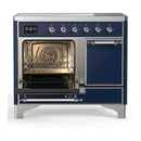 ILVE Majestic III 40-Inch Induction Range with 6 Induction Elements and Solid Door Electric Oven in Mightnight Blue with Chrome Trim (UMDIB40QNR3MBC)