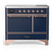 ILVE Majestic III 40-Inch Induction Range with 6 Induction Elements and Solid Door Electric Oven in Mightnight Blue with Copper Trim (UMDIB40QNR3MBP)