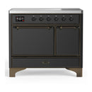 ILVE Majestic III 40-Inch Induction Range with 6 Induction Elements and Solid Door Electric Oven in Matte Graphite with Burnished Trim (UMDIB40QNR3MGB)