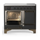 ILVE Majestic III 40-Inch Induction Range with 6 Induction Elements and Solid Door Electric Oven in Matte Graphite with Burnished Trim (UMDIB40QNR3MGB)