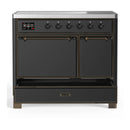 ILVE Majestic III 40-Inch Induction Range with 6 Induction Elements and Solid Door Electric Oven in Matte Graphite with Burnished Trim (UMDIB40QNR3MGB)