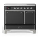 ILVE Majestic III 40-Inch Induction Range with 6 Induction Elements and Solid Door Electric Oven in Matte Graphite with Chrome Trim (UMDIB40QNR3MGC)