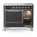 ILVE Majestic III 40-Inch Induction Range with 6 Induction Elements and Solid Door Electric Oven in Matte Graphite with Chrome Trim (UMDIB40QNR3MGC)