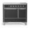 ILVE Majestic III 40-Inch Induction Range with 6 Induction Elements and Solid Door Electric Oven in Matte Graphite with Chrome Trim (UMDIB40QNR3MGC)