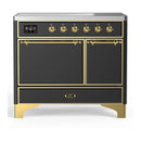 ILVE Majestic III 40-Inch Induction Range with 6 Induction Elements and Solid Door Electric Oven in Matte Graphite with Brass Trim (UMDIB40QNR3MGG)