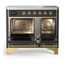ILVE Majestic III 40-Inch Induction Range with 6 Induction Elements and Solid Door Electric Oven in Matte Graphite with Brass Trim (UMDIB40QNR3MGG)