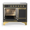 ILVE Majestic III 40-Inch Induction Range with 6 Induction Elements and Solid Door Electric Oven in Matte Graphite with Brass Trim (UMDIB40QNR3MGG)