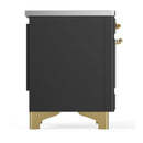 ILVE Majestic III 40-Inch Induction Range with 6 Induction Elements and Solid Door Electric Oven in Matte Graphite with Brass Trim (UMDIB40QNR3MGG)