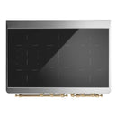 ILVE Majestic III 40-Inch Induction Range with 6 Induction Elements and Solid Door Electric Oven in Matte Graphite with Brass Trim (UMDIB40QNR3MGG)