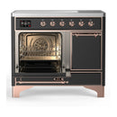 ILVE Majestic III 40-Inch Induction Range with 6 Induction Elements and Solid Door Electric Oven in Matte Graphite with Copper Trim (UMDIB40QNR3MGP)