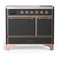 ILVE Majestic III 40-Inch Induction Range with 6 Induction Elements and Solid Door Electric Oven in Matte Graphite with Copper Trim (UMDIB40QNR3MGP)
