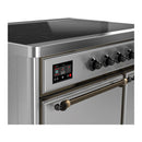 ILVE Majestic III 40-Inch Induction Range with 6 Induction Elements and Solid Door Electric Oven in Stainless Steel with Burnished Trim (UMDIB40QNR3SSB)