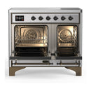 ILVE Majestic III 40-Inch Induction Range with 6 Induction Elements and Solid Door Electric Oven in Stainless Steel with Burnished Trim (UMDIB40QNR3SSB)