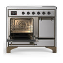 ILVE Majestic III 40-Inch Induction Range with 6 Induction Elements and Solid Door Electric Oven in Stainless Steel with Burnished Trim (UMDIB40QNR3SSB)