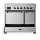 ILVE Majestic III 40-Inch Induction Range with 6 Induction Elements and Solid Door Electric Oven in Stainless Steel with Burnished Trim (UMDIB40QNR3SSB)