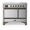 ILVE Majestic III 40-Inch Induction Range with 6 Induction Elements and Solid Door Electric Oven in Stainless Steel with Burnished Trim (UMDIB40QNR3SSB)