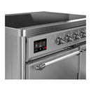ILVE Majestic III 40-Inch Induction Range with 6 Induction Elements and Solid Door Electric Oven in Stainless Steel with Chrome Trim (UMDIB40QNR3SSC)