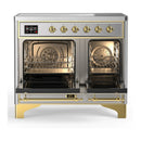 ILVE Majestic III 40-Inch Induction Range with 6 Induction Elements and Solid Door Electric Oven in Stainless Steel with Brass Trim (UMDIB40QNR3SSG)