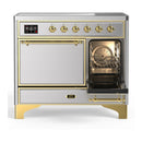 ILVE Majestic III 40-Inch Induction Range with 6 Induction Elements and Solid Door Electric Oven in Stainless Steel with Brass Trim (UMDIB40QNR3SSG)