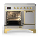 ILVE Majestic III 40-Inch Induction Range with 6 Induction Elements and Solid Door Electric Oven in Stainless Steel with Brass Trim (UMDIB40QNR3SSG)