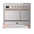 ILVE Majestic III 40-Inch Induction Range with 6 Induction Elements and Solid Door Electric Oven in Stainless Steel with Copper Trim (UMDIB40QNR3SSP)