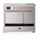 ILVE Majestic III 40-Inch Induction Range with 6 Induction Elements and Solid Door Electric Oven in Stainless Steel with Copper Trim (UMDIB40QNR3SSP)