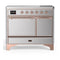 ILVE Majestic III 40-Inch Induction Range with 6 Induction Elements and Solid Door Electric Oven in Stainless Steel with Copper Trim (UMDIB40QNR3SSP)