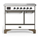 ILVE Majestic III 40-Inch Induction Range with 6 Induction Elements and Solid Door Electric Oven in White with Burnished Trim (UMDIB40QNR3WHB)