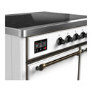 ILVE Majestic III 40-Inch Induction Range with 6 Induction Elements and Solid Door Electric Oven in White with Burnished Trim (UMDIB40QNR3WHB)