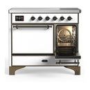 ILVE Majestic III 40-Inch Induction Range with 6 Induction Elements and Solid Door Electric Oven in White with Burnished Trim (UMDIB40QNR3WHB)
