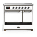 ILVE Majestic III 40-Inch Induction Range with 6 Induction Elements and Solid Door Electric Oven in White with Burnished Trim (UMDIB40QNR3WHB)