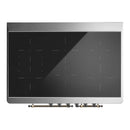 ILVE Majestic III 40-Inch Induction Range with 6 Induction Elements and Solid Door Electric Oven in White with Burnished Trim (UMDIB40QNR3WHB)