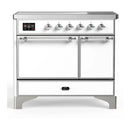 ILVE Majestic III 40-Inch Induction Range with 6 Induction Elements and Solid Door Electric Oven in White with Chrome Trim (UMDIB40QNR3WHC)