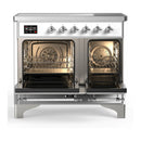 ILVE Majestic III 40-Inch Induction Range with 6 Induction Elements and Solid Door Electric Oven in White with Chrome Trim (UMDIB40QNR3WHC)