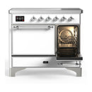 ILVE Majestic III 40-Inch Induction Range with 6 Induction Elements and Solid Door Electric Oven in White with Chrome Trim (UMDIB40QNR3WHC)