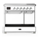 ILVE Majestic III 40-Inch Induction Range with 6 Induction Elements and Solid Door Electric Oven in White with Chrome Trim (UMDIB40QNR3WHC)