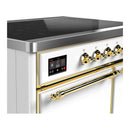 ILVE Majestic III 40-Inch Induction Range with 6 Induction Elements and Solid Door Electric Oven in White with Brass Trim (UMDIB40QNR3WHG)